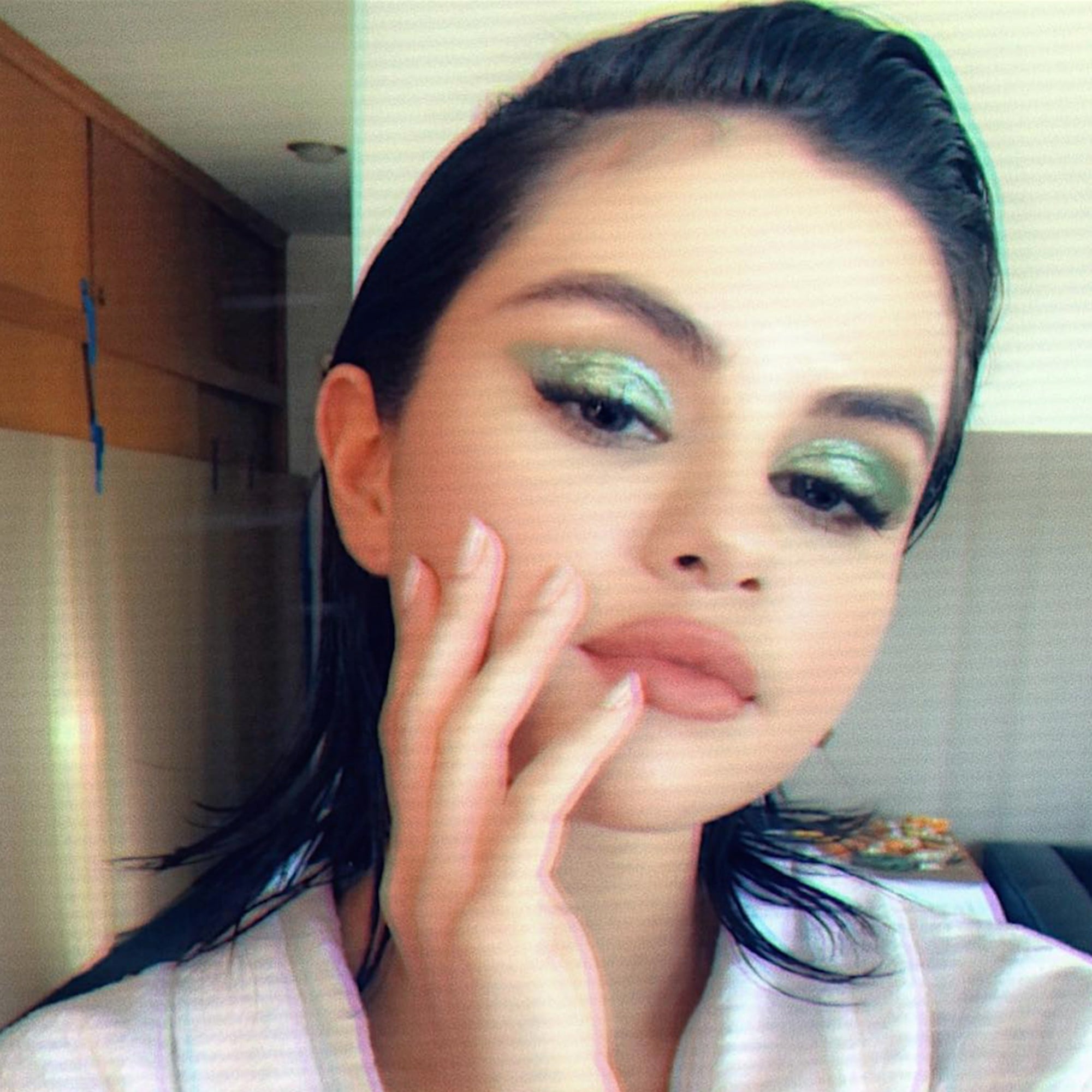 Selena Gomezs Green Eye Shadow On Instagram Feb 2019 POPSUGAR Beauty