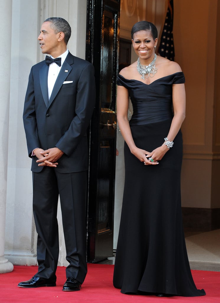 Wearing Ralph Lauren at a dinner at the Winfield House in London in 2011.