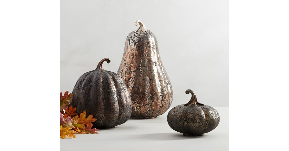 Handcrafted Antiqued Glass Mosaic Pumpkins Best Pottery Barn Halloween Decorations 2020
