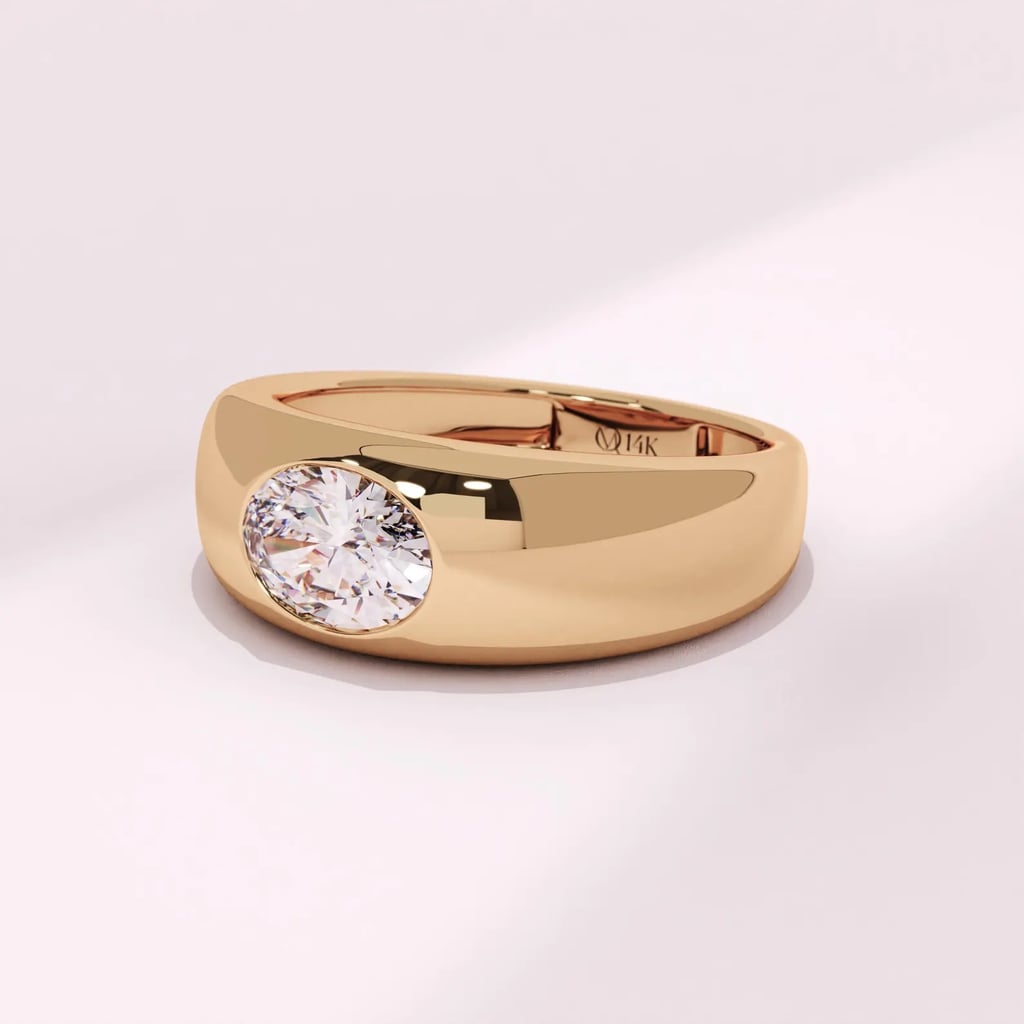 Olivia Moore 14k Solid Gold Bezel Set Moissanite Oval Ring