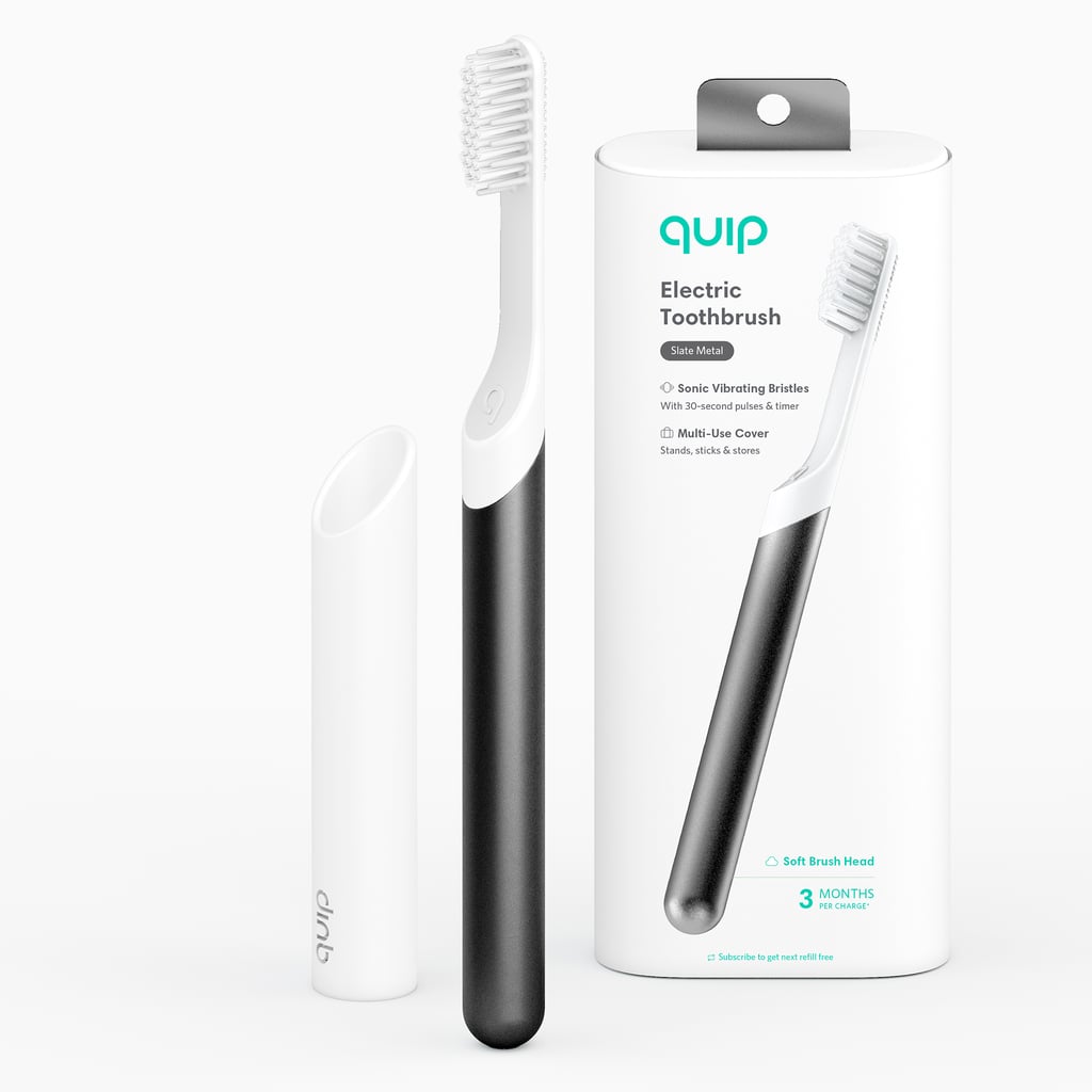 Quip Electric Toothbrush, Built-In Timer + Travel Case, Slate Metal