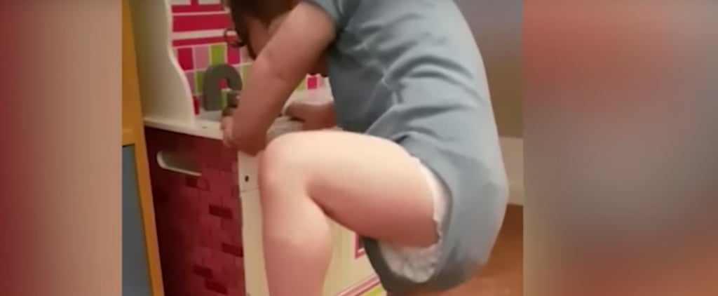 Toddler Tries to Sit on Dollhouse Chair