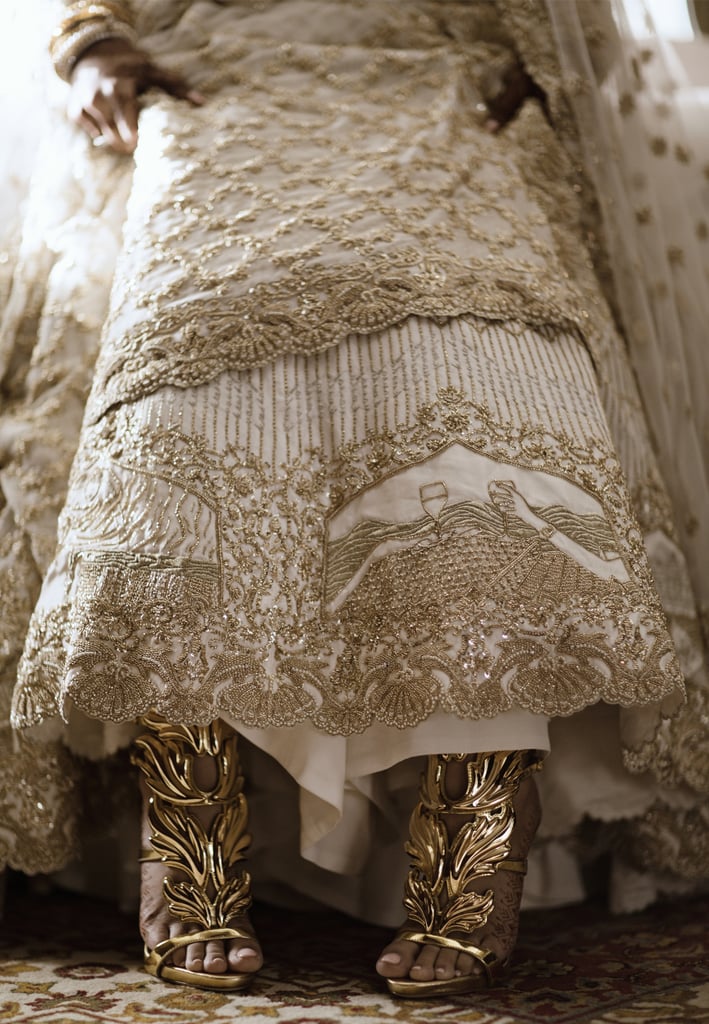 Bride Embroidered Love Story on Wedding Dress