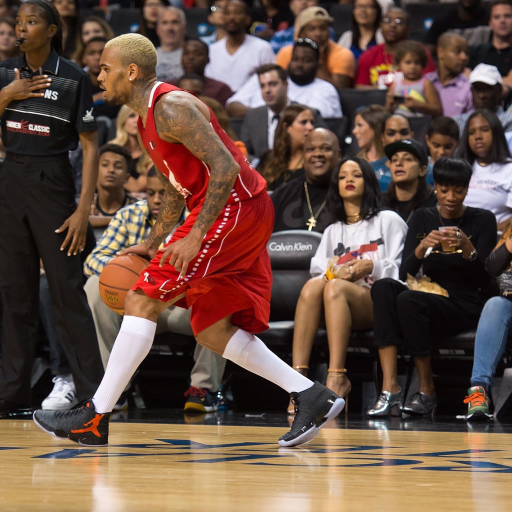 Rihanna Sitting Courtside At Chris Brown S Basketball Game