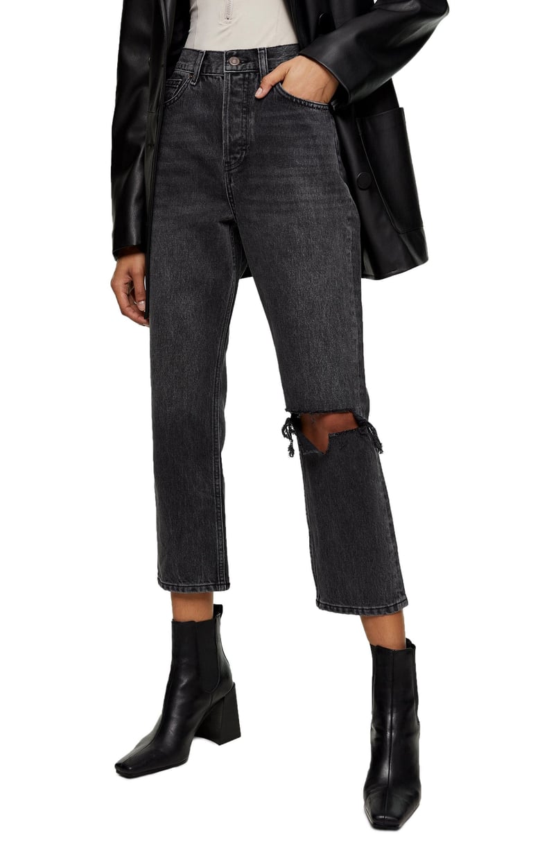 Topshop Chicago Editor Nonstretch High Waist Ripped Crop Jeans