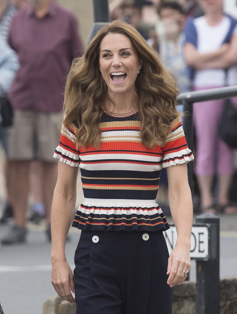 Kate Middleton Striped Peplum Shirt By Sandro 2019 | POPSUGAR Fashion ...