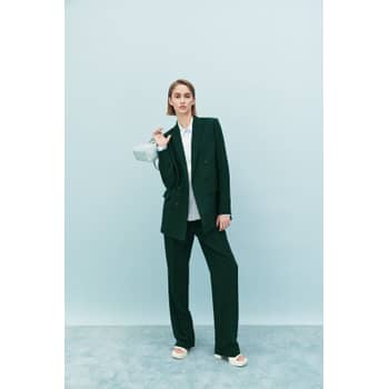 ZARA Francoise Dark Green Full Length Trousers, Women's Fashion