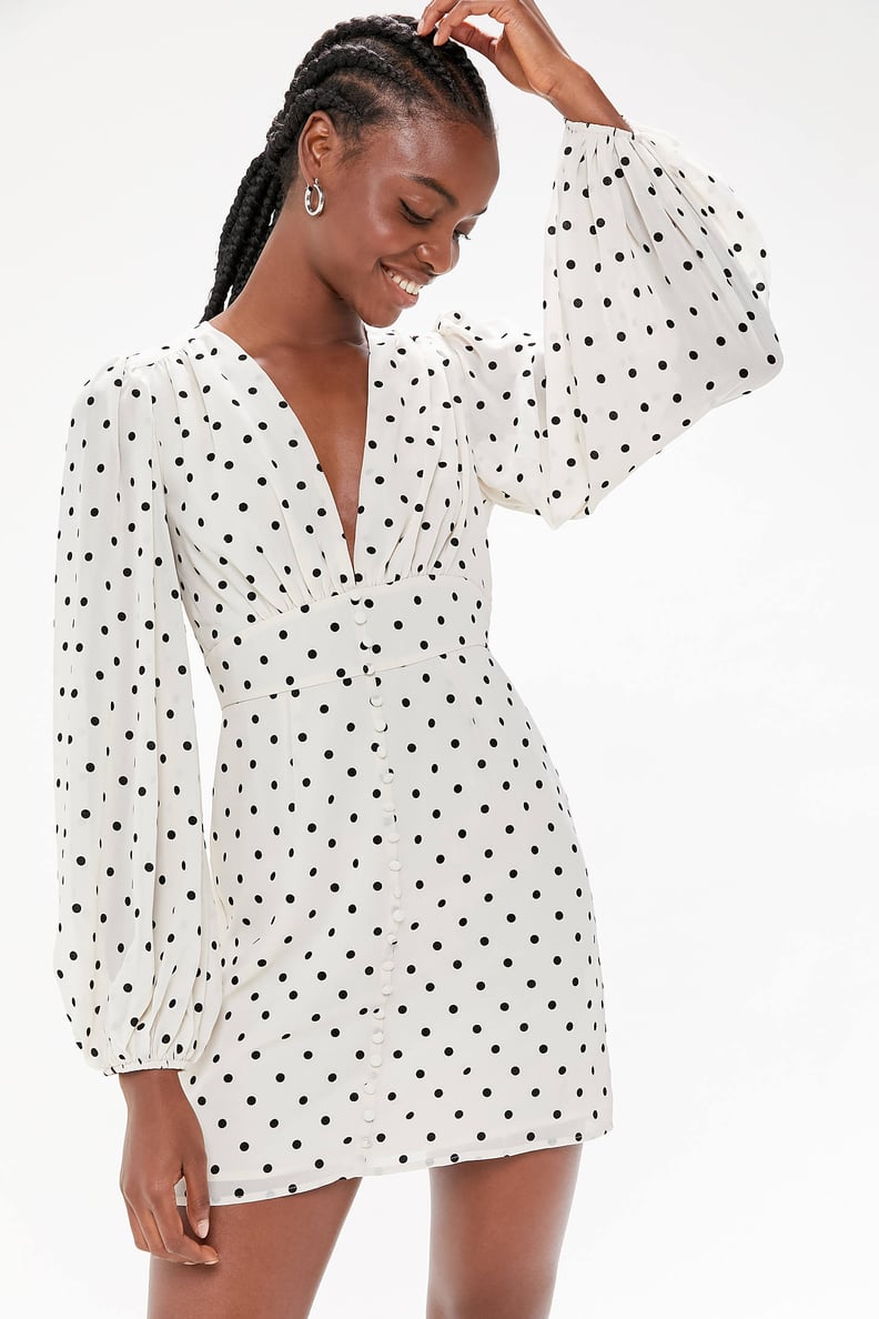 UO Willow Plunging Polka Dot Mini Dress