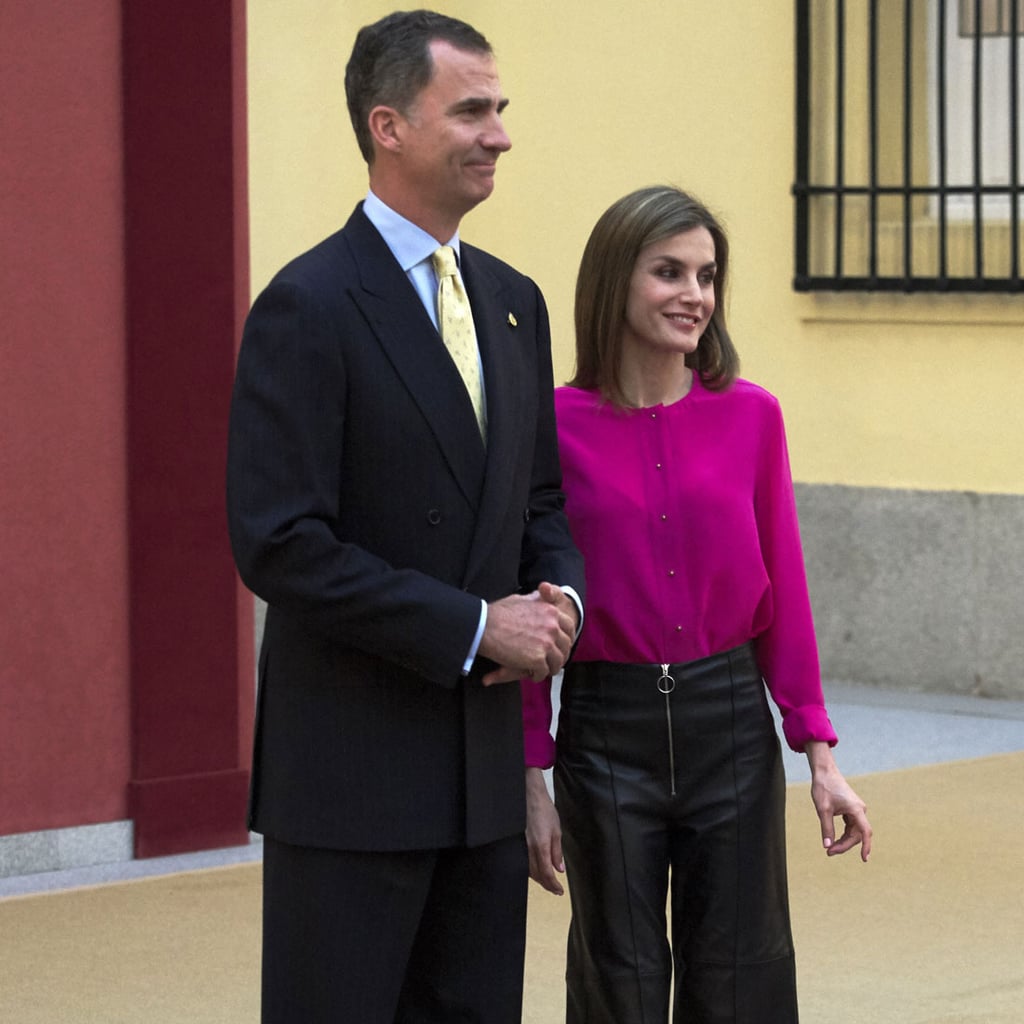 Queen Letizia Wearing Leather Culottes June 2016