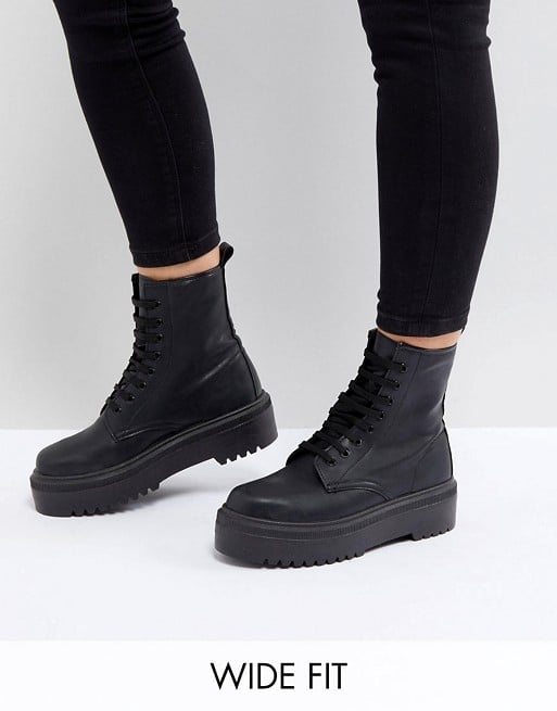 ASOS Design Attitude Wide-Fit Chunky Lace-Up Ankle Boots