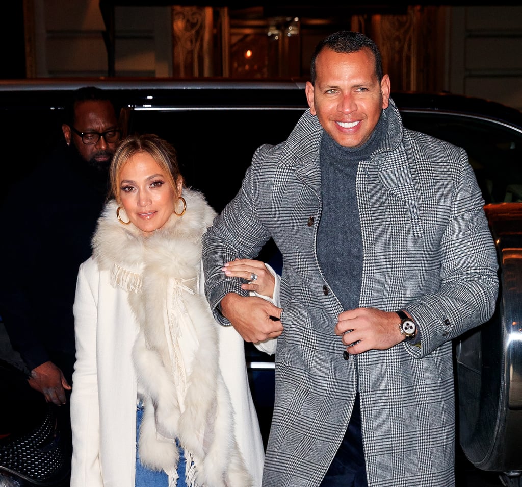 Jennifer Lopez's White Coat and Sneakers With Alex Rodriguez