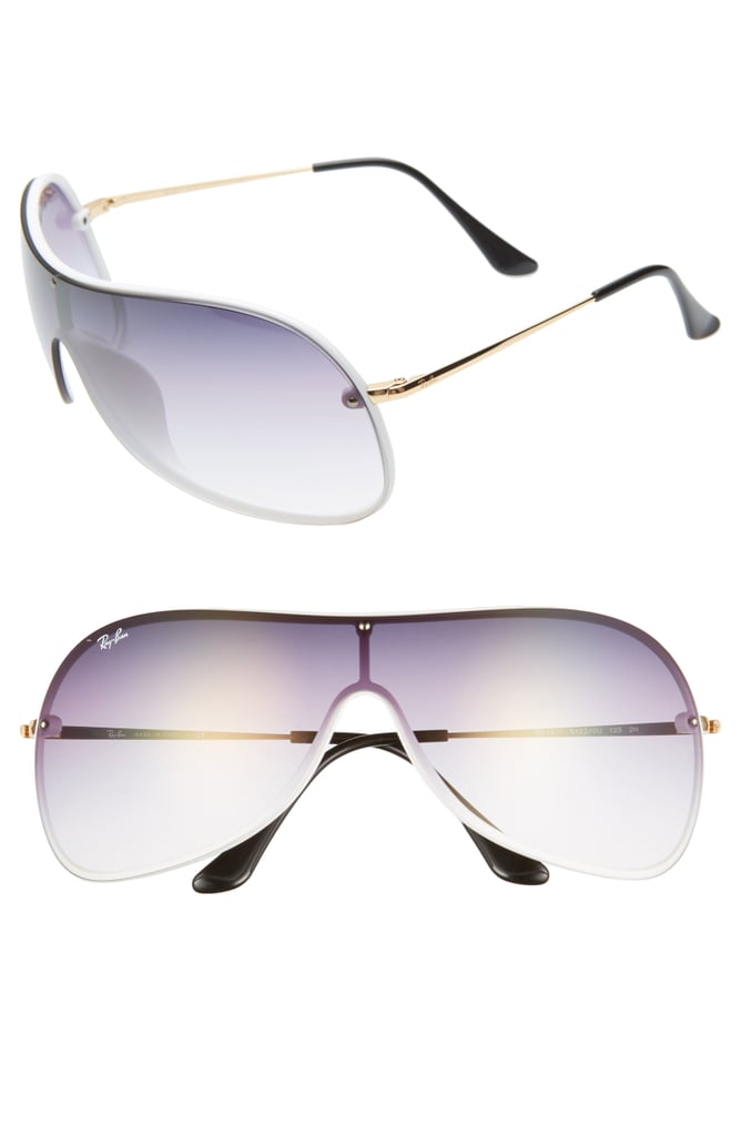 Ray-Ban 141mm Mirrored Shield Sunglasses