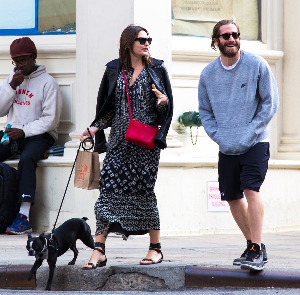 Jake Gyllenhaal couldn't help but show off his jovial spirit around Alyssa Miller in NYC on Wednesday.