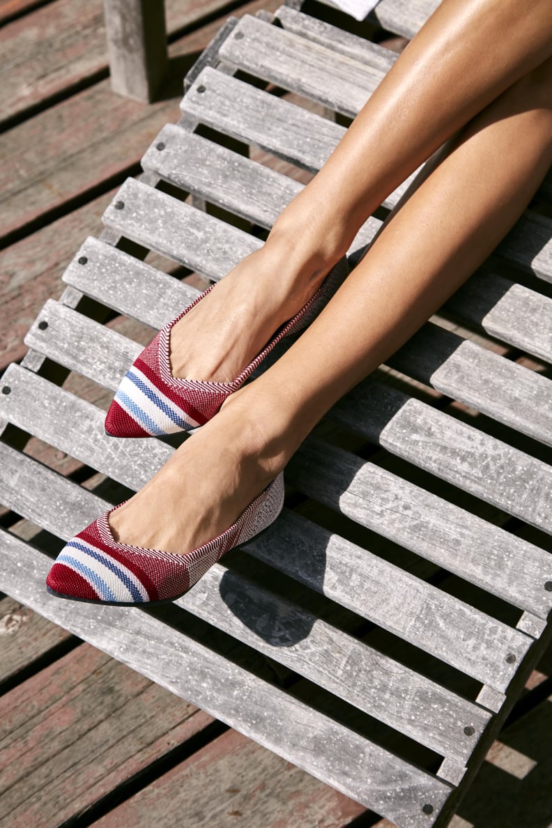 Rothy's Red Varsity Stripe Point Flat