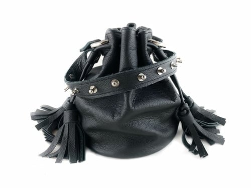 Love, Cortnie Queendom Studded Leather Mini Bucket Bag
