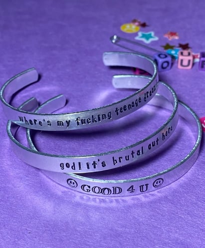 Olivia Rodrigo "Sour"-Inspired Hand-Stamped Bracelets