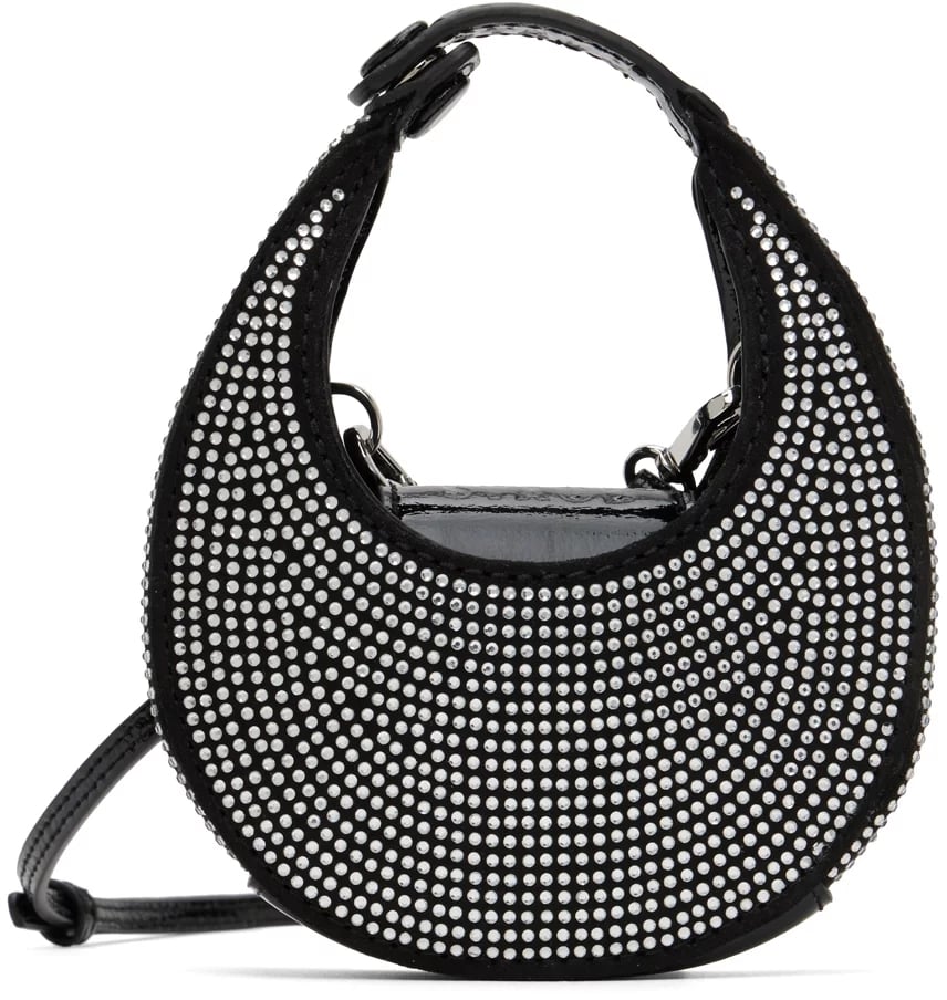 Staud Black Micro Moon Crystal Bag