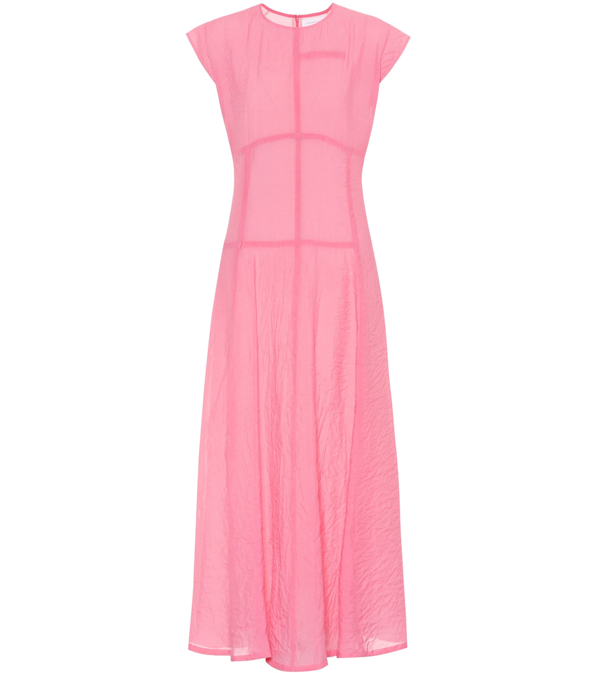 Victoria Beckham ミディドレス ピンク FW24/25 Victoria Beckham Pairs a Sheer Pink Dress With Thigh-High Boots