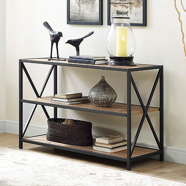 Dark Walnut X-Frame 40" Metal & Wood Bookshelf