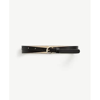 Ann Taylor Skinny Leather Belt Size Large Black Women's