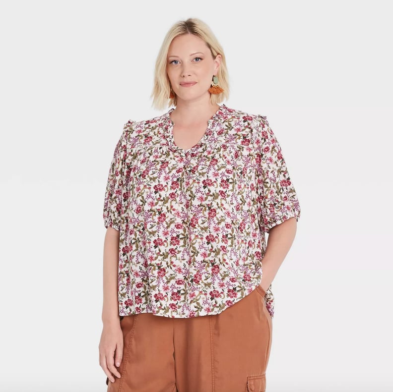 Flower Power: Knox Rose Ruffle Short Sleeve V-Neck Blouse