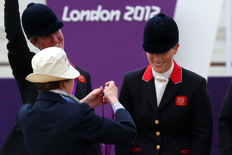 Princess Anne Presents the Silver Medal to Zara Phillips in 2012