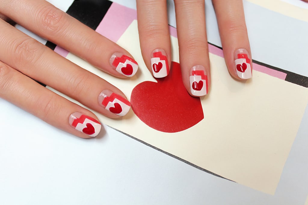 Graphic Heart Nail Art Tutorial | POPSUGAR Beauty