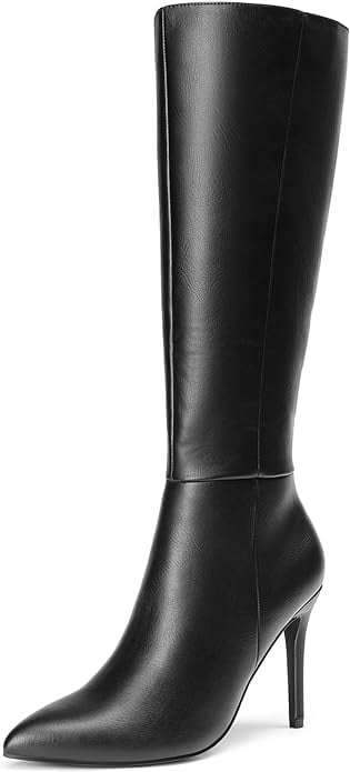 Black Leather Knee-High Boots