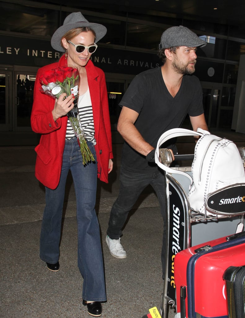 Joshua Jackson Brings Diane Kruger Roses at LAX