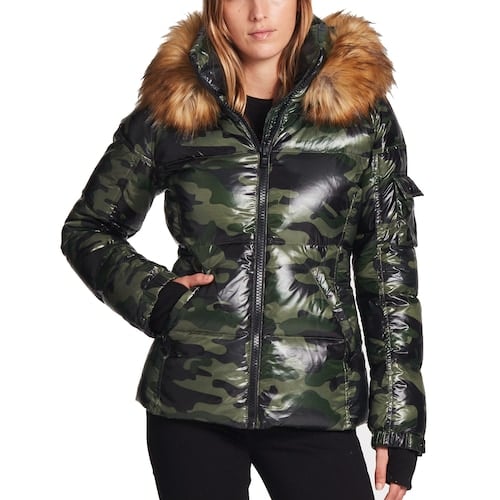 S13 Kylie Camo \u0026 Faux Fur Puffer Coat 