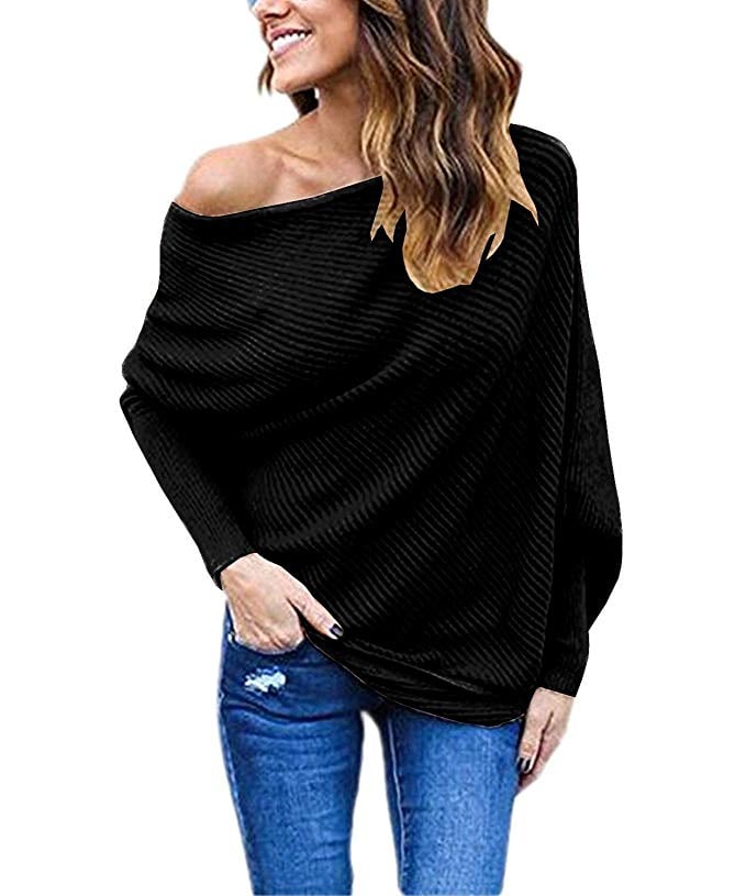 Goldstitch Off Shoulder Batwing Pullover Sweater