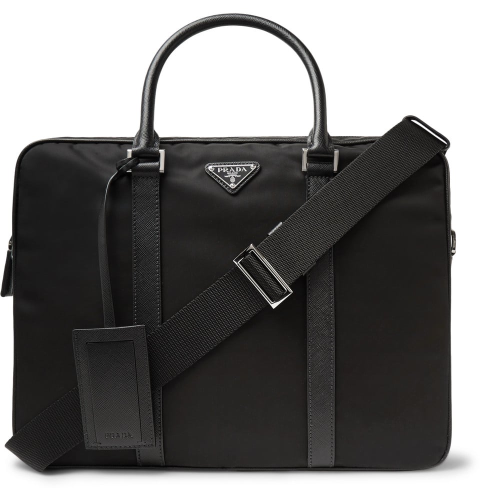 Prada Saffiano Leather Trimmed Nylon Briefcase