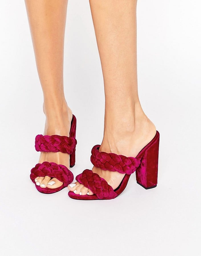 Pink velvet discount mules