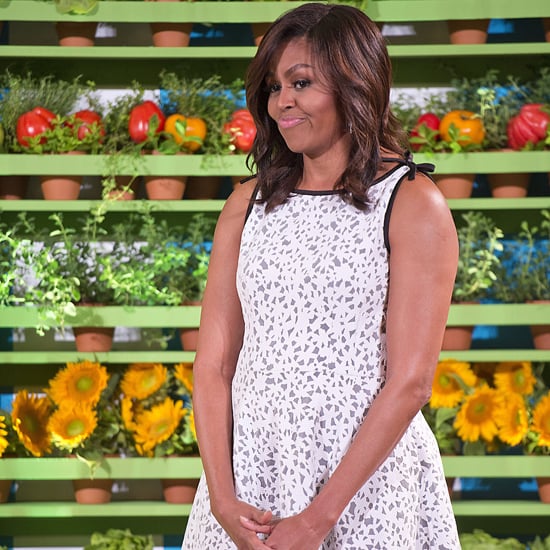 Michelle Obama White Dress With Bows Kids' State Dinner 2016