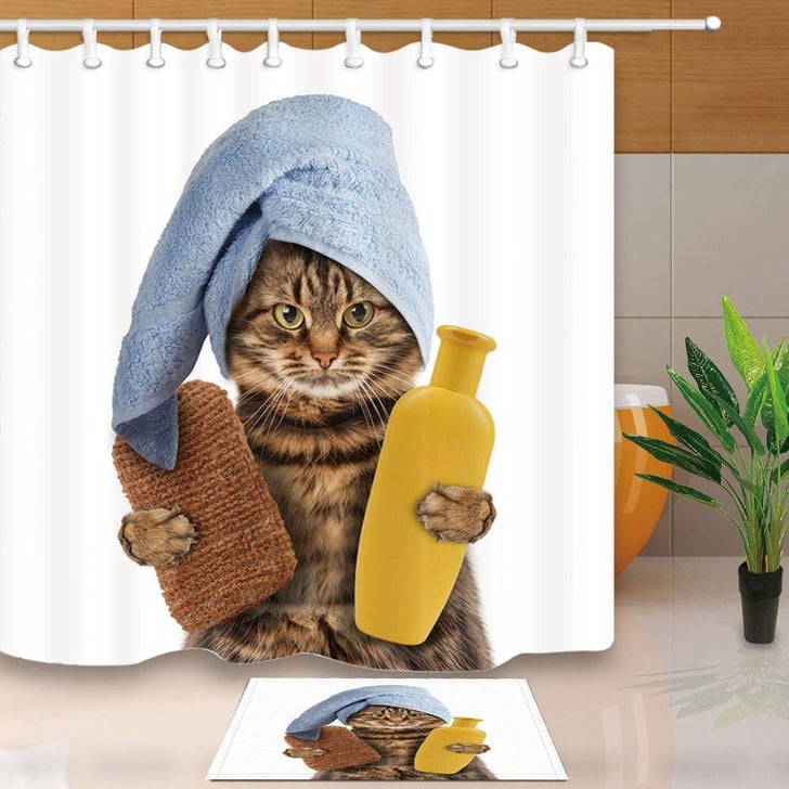 Cat Shower Curtain Set Funny and Weird Shower Curtains on Amazon 2019 POPSUGAR Home Photo 2