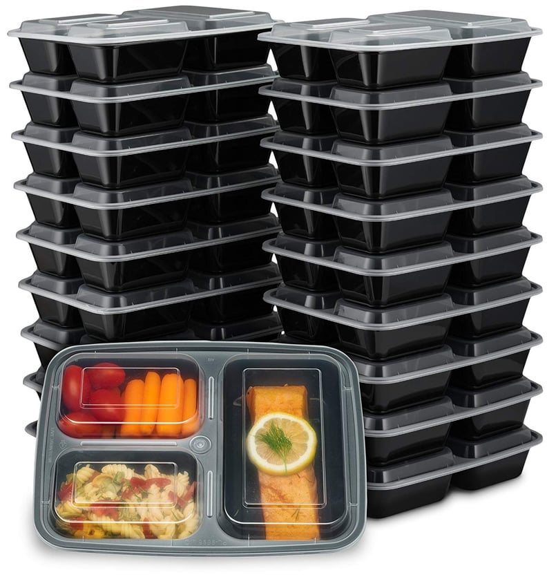 3 Rubbermaid TakeAlongs Meal Prep Storage Containers Black Clear Lid Diet  Lunch