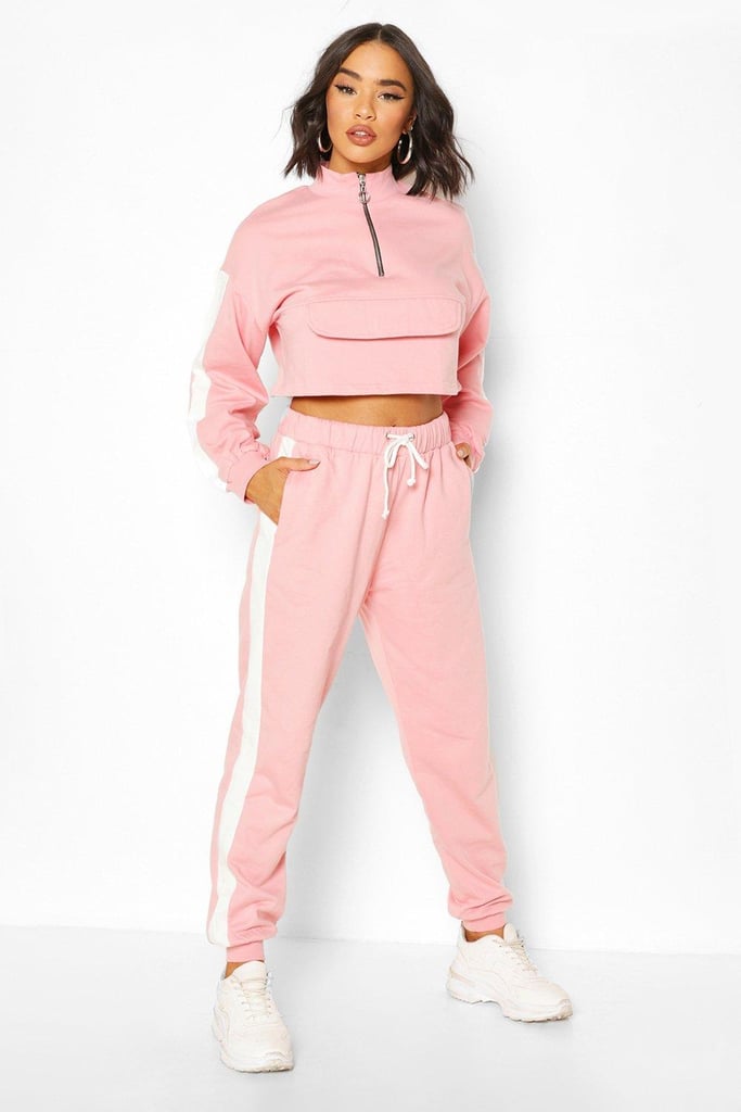 Zip Front Crop Sweat & Jogger Set