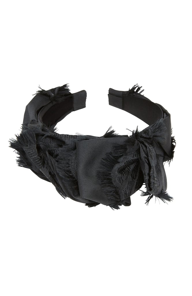 Black Feather Tucked Fabric Headband ($265)