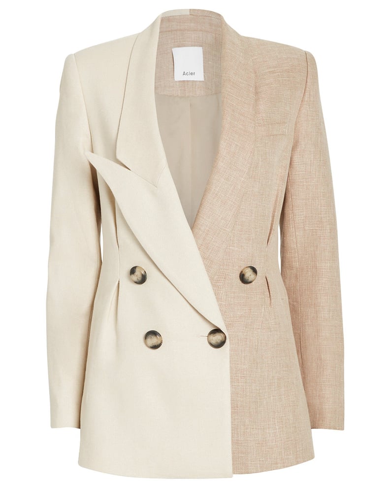 Acler Belvue Double-Breasted Two-Tone Blazer