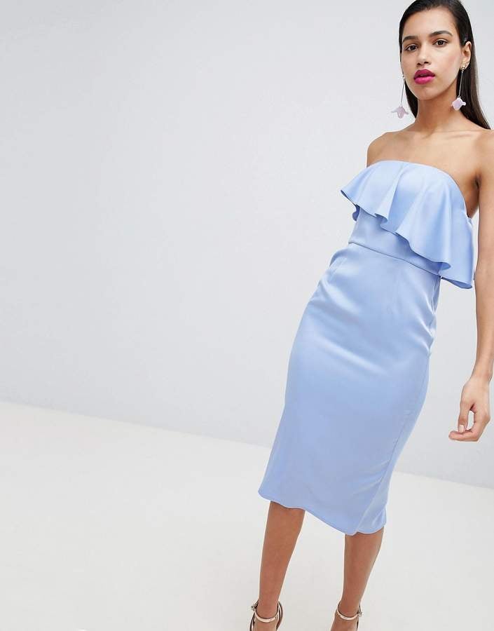 ASOS Soft Bandeau Ruffle Midi Dress