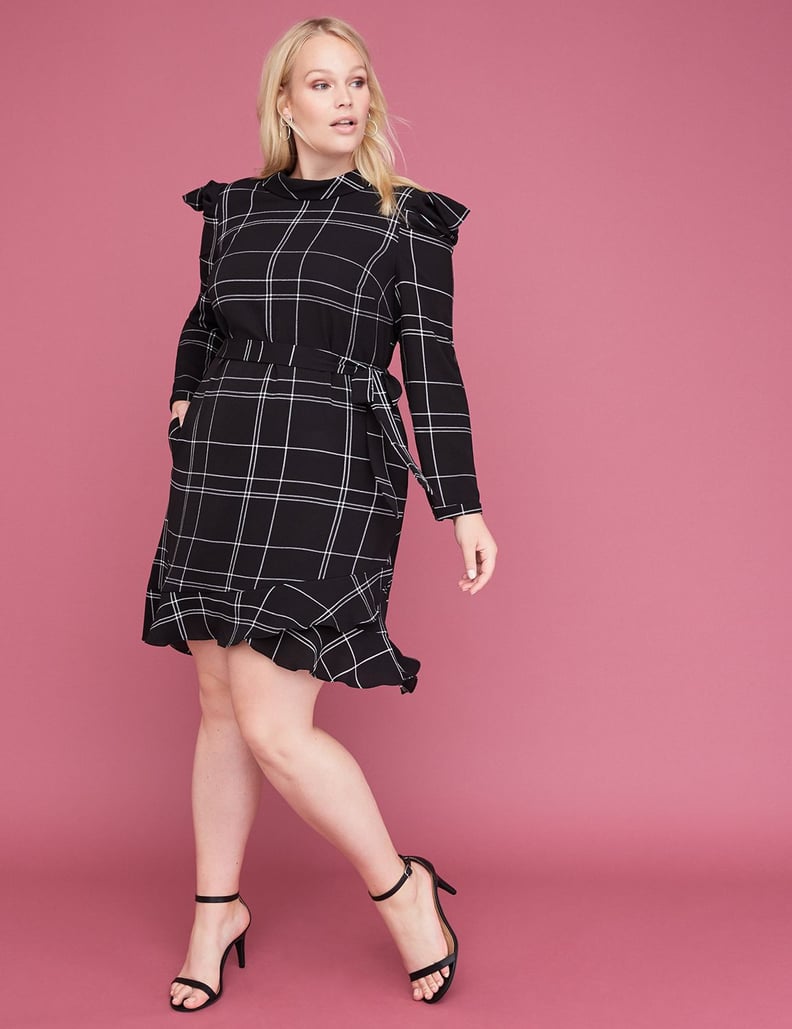 Lane Bryant Plaid Mock-Neck Fit & Flare Dress