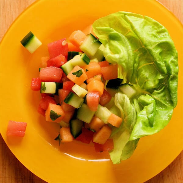 Melon and Cucumber Breakfast Salad With Mint Vinaigrette 