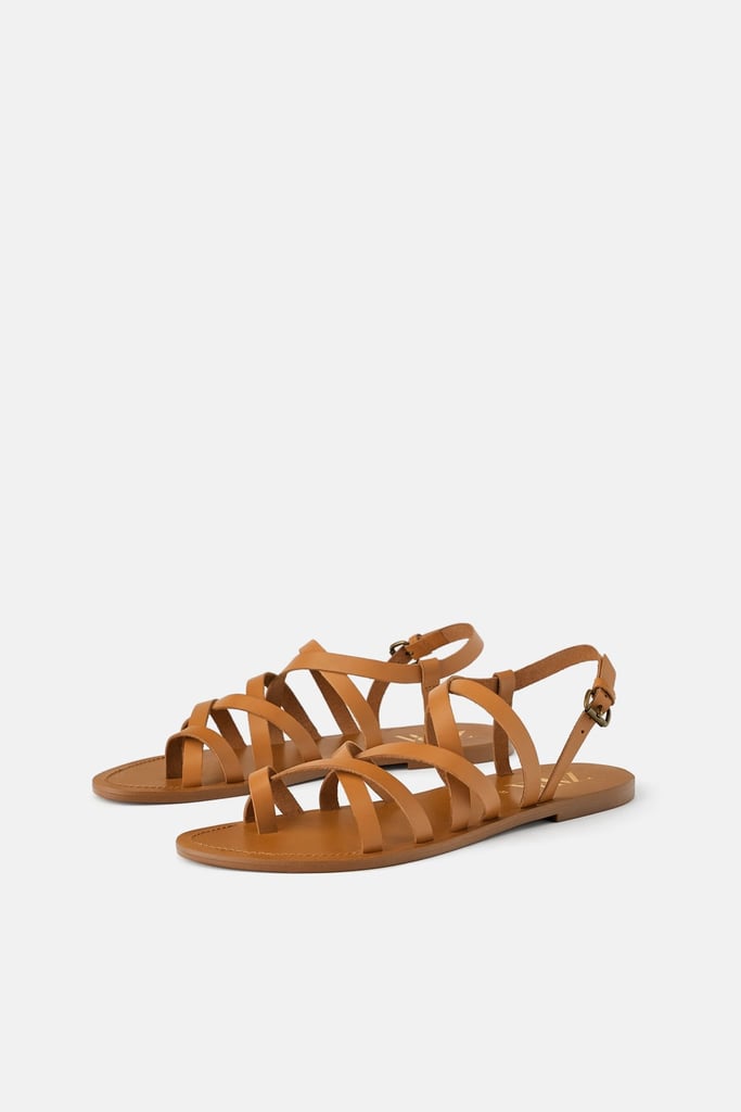 Low-Heeled Strappy Leather Sandals