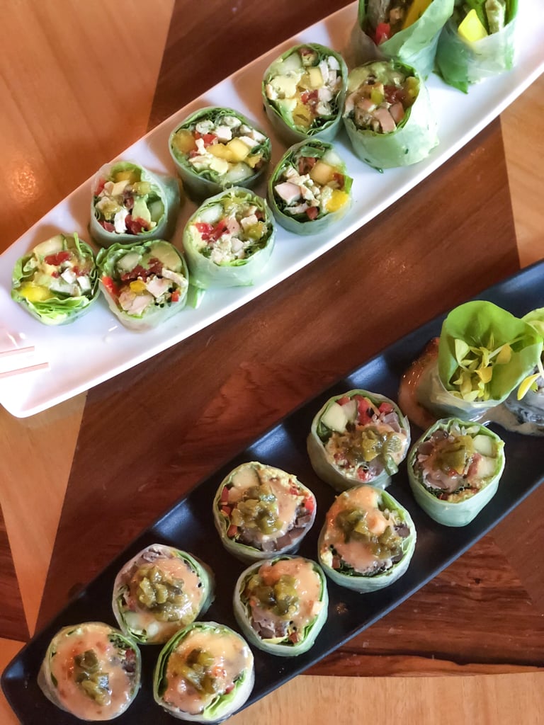 Carthay Circle Lounge: Summer Garden Roll and Spicy Jerk Chicken Roll