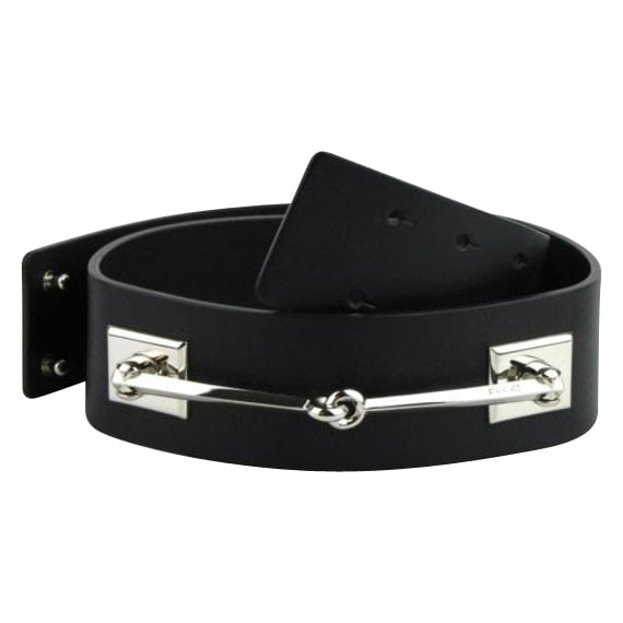 Gucci Black Leather Horsebit Waist Belt