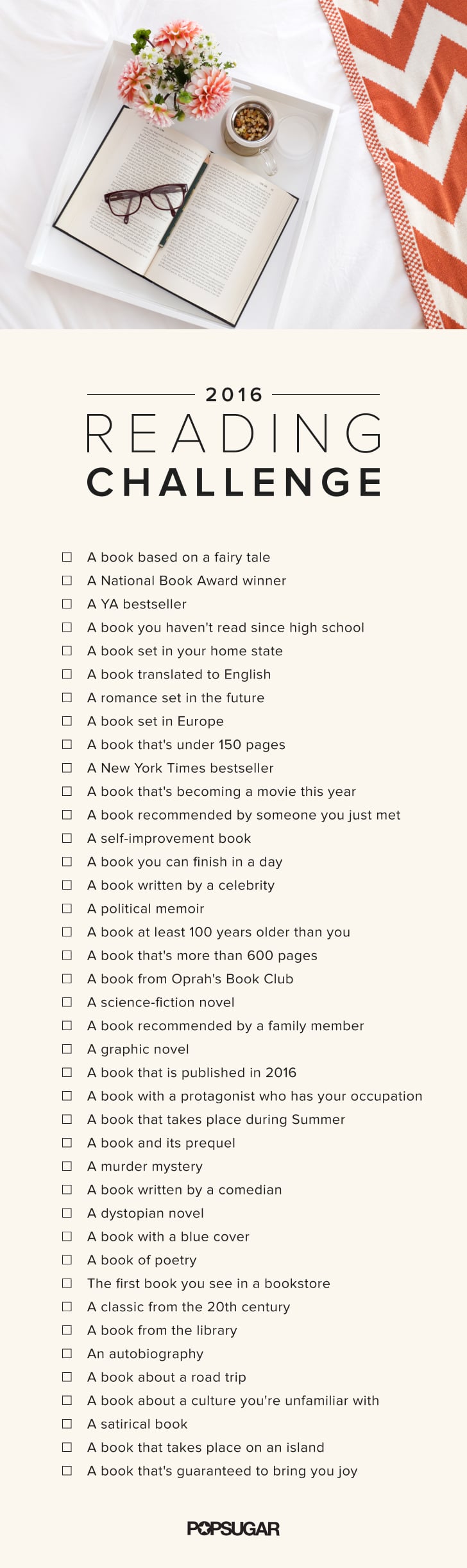 Take the 2016 POPSUGAR reading challenge here!