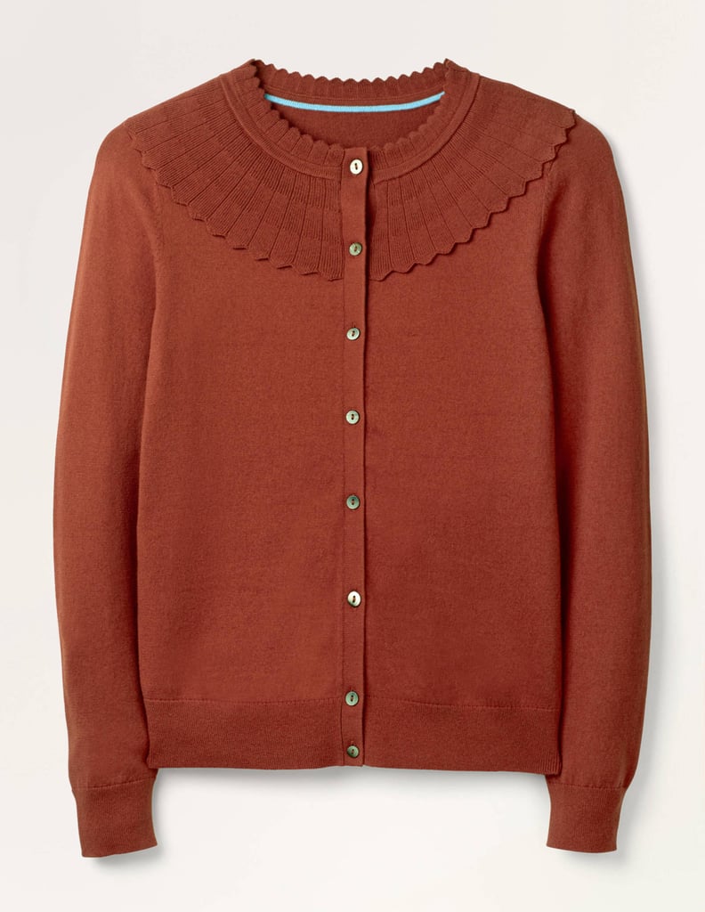 Boden Abercorn Scallop Cardigan - Conker