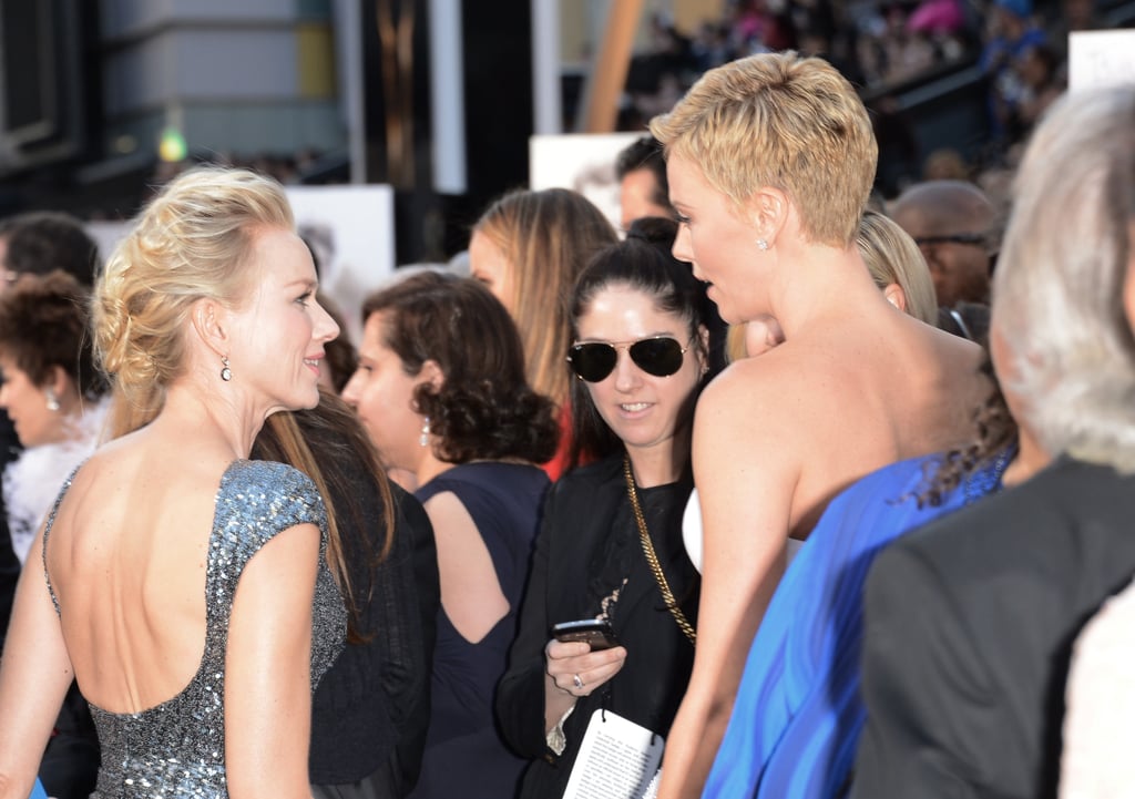 Naomi Watts and Charlize Theron caught up on the carpet.
Naomi Watts and Charlize Theron caught up on the carpet.