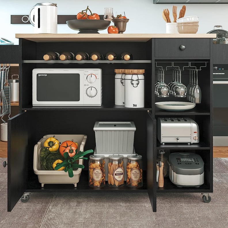 Perfect Kitchen Island With a Microwave Rack