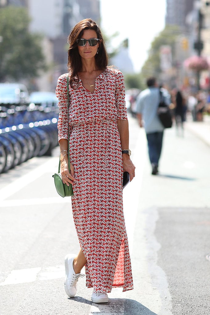 maxi dress with trainers